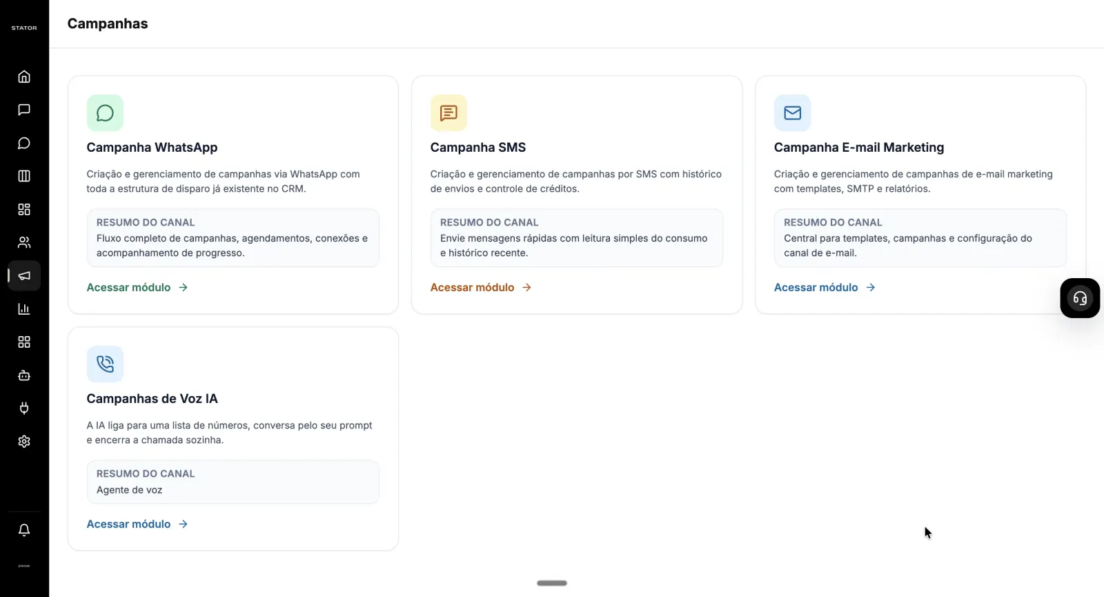 Campanhas no CRM STATOR